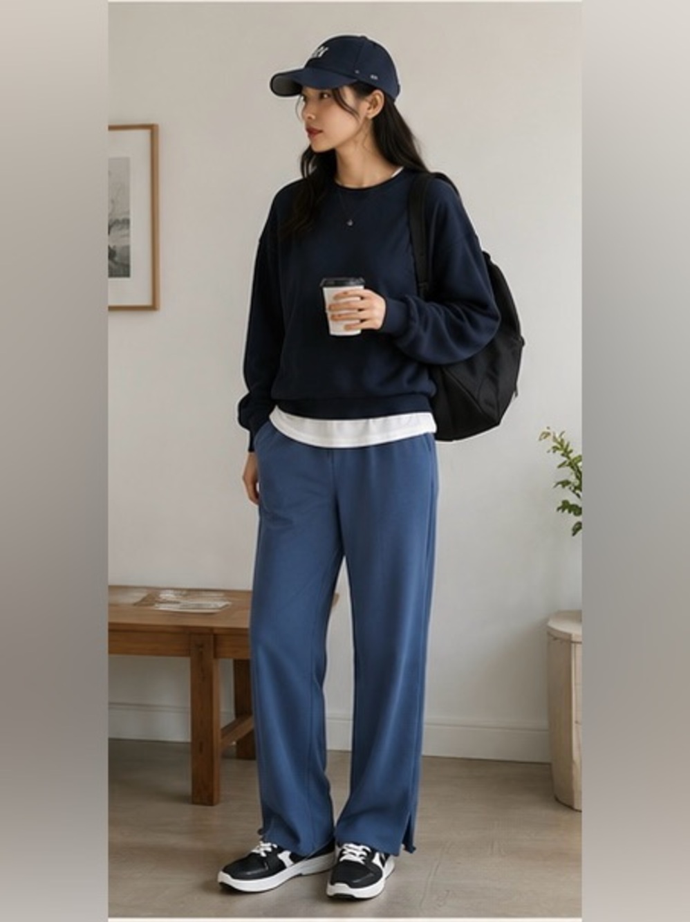SKIMS Cotton Fleece Wide Leg Lounge Pants Blue Women’s M